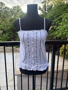 Abercrombie & Fitch White Lace-Panel Spaghetti Strap Cami